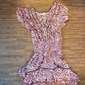 POUPETTE ST BARTH PINK AND RED FLORAL DRESS SIZE XS